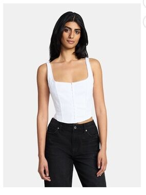 White Square-Neck Corset Camisole Top